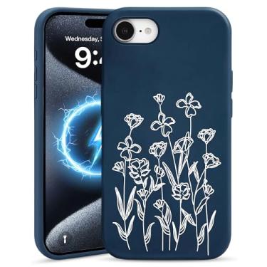 Imagem de Jusy Compatível com Magsafe Capa para iPhone 16e, capa de telefone magnética com flores gravadas, linda estampa floral estética fina capa de telefone de silicone líquido para mulheres e meninas - ramo