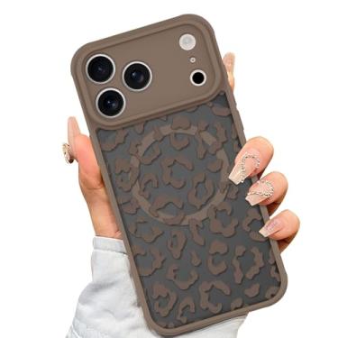 Imagem de AIGOMARA Capa feita para iPhone 17 Pro [compatível com MagSafe] Design com estampa de leopardo marrom para mulheres e homens, TPU macio, capa protetora rígida de policarbonato antiqueda, à prova de
