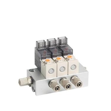 Imagem de 1 peça válvula solenoide a vácuo válvula solenoide pneumática miniatura combinação pressão positiva pressão negativa usa válvulas NC de 2/2 vias (combinações 103-24V-4,4)