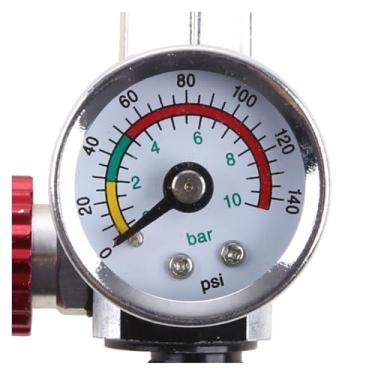 Imagem de Conector rápido de botão vermelho para regulador pressão pistola pintura e controle ar