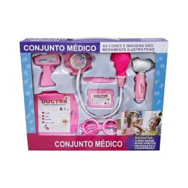 Imagem de Kit Médico Infantil Rosa Brinquedo Didático c/Luzes Pequena Doutora Fênix - XMK-644R