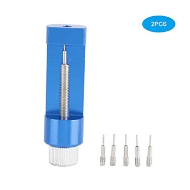 Imagem de Ferramenta removedora de link de pulseira de relógio, kit de reparo de metal durável ajustável com 10 pinos para fabricantes de relógios e trabalhadores de reparo, azul 2 peças