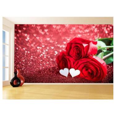 Imagem de Papel De Parede Flores Rosas Vermelhas Pétala 3,5M Nfl257 - Você Decor