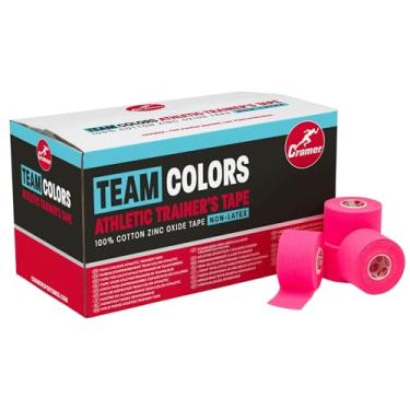 Imagem de Fita atlética colorida da equipe da Cramer para tornozelo, punho e fitas de lesões, ajuda a proteger e evitar lesões, promove uma cura mais rápida, treinamento atlético primeiros socorros suprimentos, 3,8 cm, caixa de rolo de volume 32, rosa, 1 1/2" x 10 yd