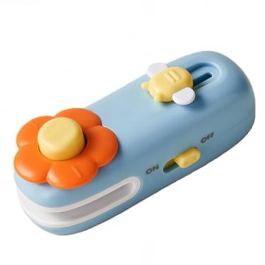 Imagem de Shrunqi Mini selador magnético para bolsas, selador térmico recarregável com cortador embutido, design fofo de desenho animado, fácil de selar/abrir, para salgadinhos, sacos de doces (azul)