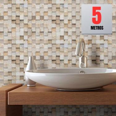 Imagem de Papel de Parede PREMIUM ROLO 5m Autoadesivo Pastilha Cozinha, Banheiro