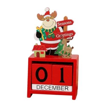 Imagem de Vaveren Calendário de Natal de Madeira com Contagem Regressiva para Mesa, Enfeite Natalino Rústico para Festas, Sala de Estar, Escritório e Casa, Style a