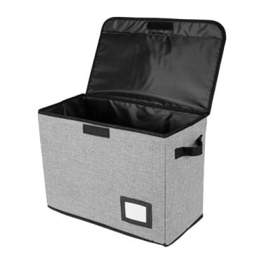 Imagem de Baoblaze Caixa organizadora para revistas em quadrinhos, documentos e arquivos, com janela para etiqueta, portátil, para uso no escritório, Cinza