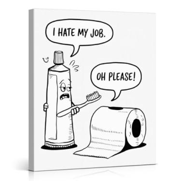 Imagem de Impressão de arte de parede de banheiro preto e branco com citação engraçada e pôster de papel higiênico imagem moderna decoração de parede de banheiro 20 x 25 cm emoldurada