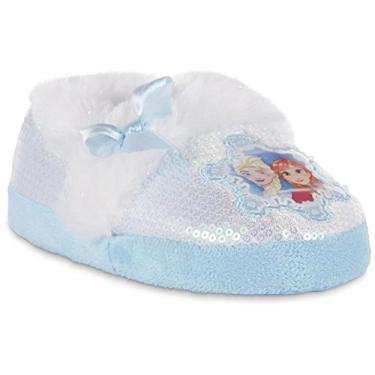 Imagem de Disne Pantufas Anna e Elsa Aline da Disney para meninas (PPG/13-1 M EUA criança pequena, branco/azul claro)