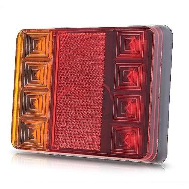 Imagem de Luzes de ré traseiras 8 LEDs DC12V Luz sinal freio para reboque caminhão com pinos montagem superficial Lente IP67