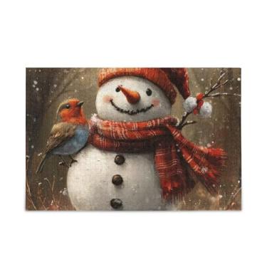 Imagem de WELLDAY Quebra-cabeça boneco de neve e pássaro 1000 peças grande jogo de arte para adultos adolescentes