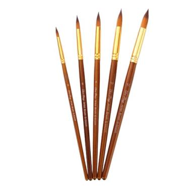 Imagem de Kit de 5 pincéis pintura com ponta redonda pontuda cerdas náilon para artistas acrílico aquarela gouache óleo suprimentos arte e desenho