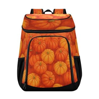 Imagem de CEBUGI Orange Pumpkins Mochila térmica impermeável à prova de vazamento, lancheira térmica para praia, pesca, acampamento, piquenique, 36 latas