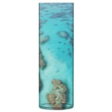Imagem de CEBUGI Vaso de flores azul de água do mar 10 x 30 cm, vaso cilíndrico para flores, vaso transparente inquebrável para decoração de casa de festa de casamento