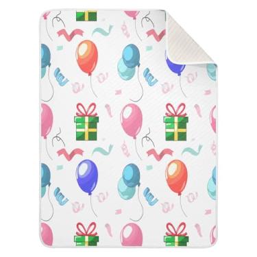 Imagem de Wassud Cobertor de bebê com balões coloridos para meninos e meninas, macio para bebês e recém-nascidos, cobertor aconchegante de algodão essencial para berçário, viagem, berço, carrinho 76 x 101 cm