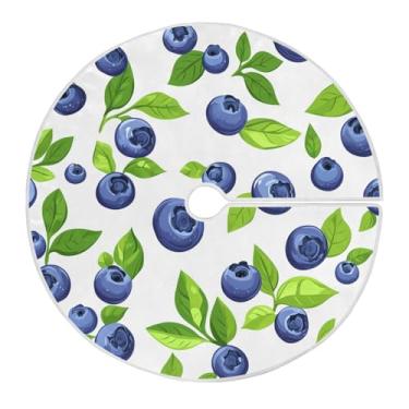 Imagem de CEBUGI Saia de árvore de Natal de 89,9 cm, tapete redondo macio com cordão, saia de mirtilo para decoração de Natal, Halloween, férias em casa