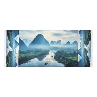 Imagem de Wassud Capas de lavadora e secadora Mountain Valley, protetor de lavadora com sacos de armazenamento, capa de geladeira à prova de poeira com bolsos para lavanderia doméstica, cozinha, 120 x 55 cm