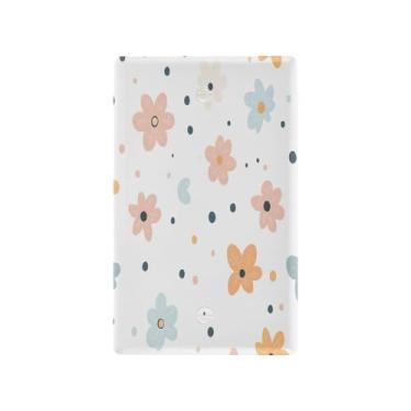 Imagem de Wassud Capa de interruptor de luz, placa de parede decorativa para tomadas elétricas, pétalas fofas em branco 11 x 6 cm