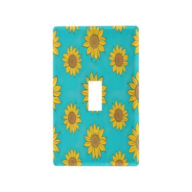 Imagem de Wassud Girassóis Interruptor de Luz Placa de Cobertura Decorativa para Tomadas Elétricas Interruptor Único 4,53 x 2,76 Polegadas