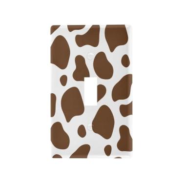 Imagem de Wassud Placa decorativa para interruptor de luz com estampa de vaca marrom, placa de parede para tomadas elétricas, interruptor único, 11 x 7 cm