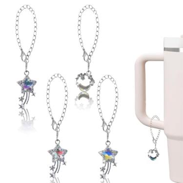 Imagem de DLDXGXNR Berloques para Stanley Cup Accessories Tumbler Handle Charm Cute Water Bottle Charms Glitter Personalizado Identificação Pingente (Estrelas)