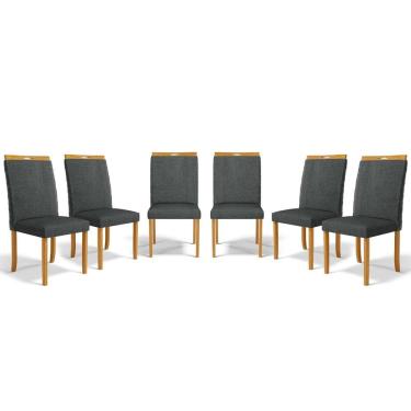 Imagem de Kit Com 6 Cadeiras Agnes Madeira Maciça Estofadas Para Mesa De Jantar