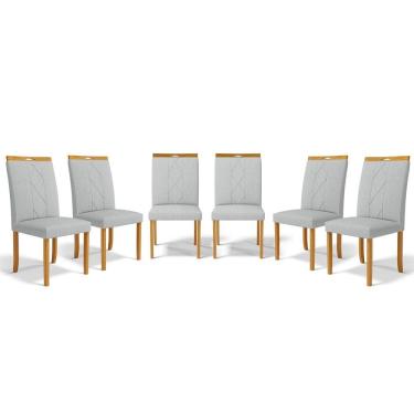 Imagem de Kit Com 6 Cadeiras Ana Madeira Maciça Estofadas Para Mesa De Jantar