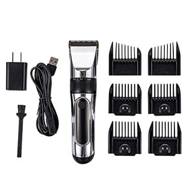 Imagem de Kit de Barbear para Cortar Cabelo Homens Trimer Bigode Elétrico Recarregável Barbeiro com Tela Display Digital LCD Silencioso Tesoura Sem Fio
