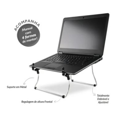 Imagem de Suporte Reliza Steel Chromo, Para Notebook, Ergonômico, Suporta Até 20kKG, Chromado - 0...