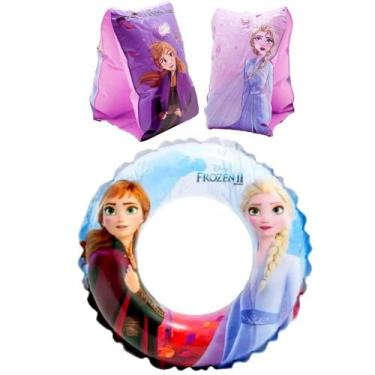 Imagem de Kit 3 Boias Frozen Anna e Elsa 1 Circular 56cm e 2 de Braço - Etilux