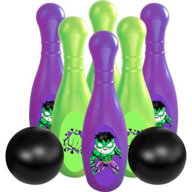 Imagem de Jogo de Boliche Grande Super Herói Huk 6 Pinos 2 Bolas - Toy Master