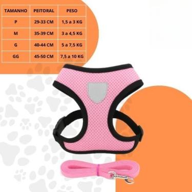 Imagem de Coleira Peitoral Ajustável para Cachorro e Gato com Guia – Peitoral Respirável Refletivo, Confortável e Seguro, Material Poliéster para Passeio(1 unidade - Rosa,G)