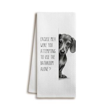 Imagem de XUISWELL 990 Dachshund Wiener Weiner Doxie presentes para mulheres, toalhas de mão engraçadas de dachshund para decoração de banheiro, 40 x 61 cm
