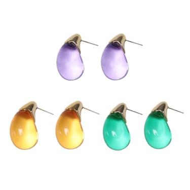 Imagem de Brincos delicados de gota de água, multicolorido, cristal, geométrico, quadrado, gota, gota, brincos femininos, Resina, Sem pedra preciosa