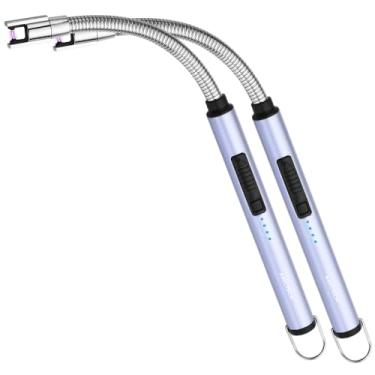 Imagem de ARECTECH Isqueiro Elétrico Arco Vela Sem Chama, Recarregável, USB, Isqueiros Longos para Cozinhar Velas, Churrascos, Fogos de Artifício, Azul, Pacote com 2