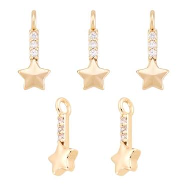 Imagem de Elecrelive 5 peças pingentes de cristal estrela banhado a ouro 18 K pingentes de zircônia cúbica para colar, pulseira, brincos, fabricação de joias