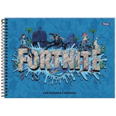 Imagem de Caderno de Desenho e Cartografia Fortnite FORONI - 80 Folhas (Azul)