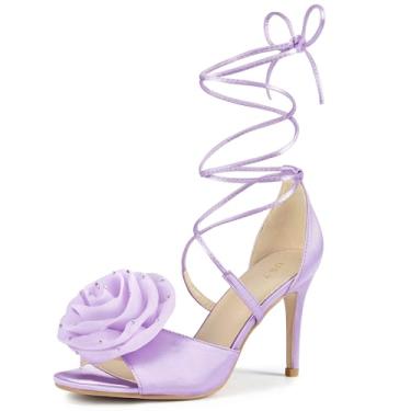 Imagem de Perphy Sandálias femininas com strass e salto agulha, Roxa, 38
