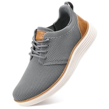 Imagem de VILOCY Sapato social casual sem cadarço para meninos com as mãos livres, confortável, malha Oxford, tênis, respirável, uniforme escolar, sapatos formais para igreja (criança pequena/criança grande