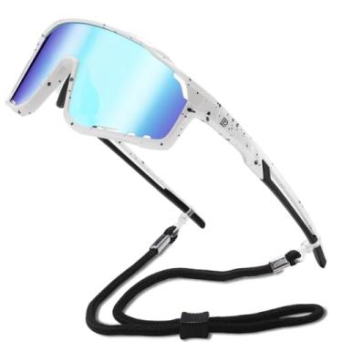 Imagem de DUCO Óculos de sol infantil juvenil beisebol óculos de sol polarizados UV400 óculos de ciclismo esportivo para meninos e meninas DK328, Armação branca, lentes azuis, pontos pretos, common