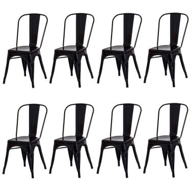 Imagem de Kit 8 Cadeiras Tolix Iron Preta Aço Industrial Bar