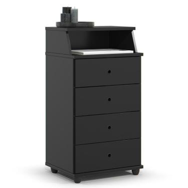Imagem de Mesa De Cabeceira Quarto Luxo New Ii Com 4 Gavetas Preto Preto