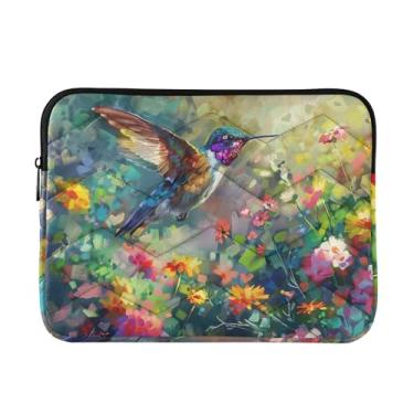 Imagem de Capa macia para laptop, bolsa de transporte de computador colorida, pássaro, flores voando, à prova de choque, capa protetora para notebook