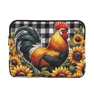 Imagem de Capa de computador para laptop, portátil, para dispositivo eletrônico, galo, com girassóis, xadrez, à prova de choque, capa protetora para notebook