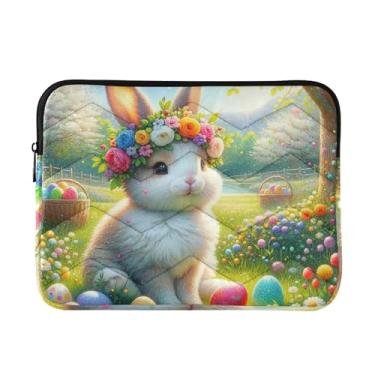 Imagem de Capas para laptop Páscoa floral coelho à prova de choque capa protetora para notebook durável bolsa de transporte de computador, 15-15,6 polegadas