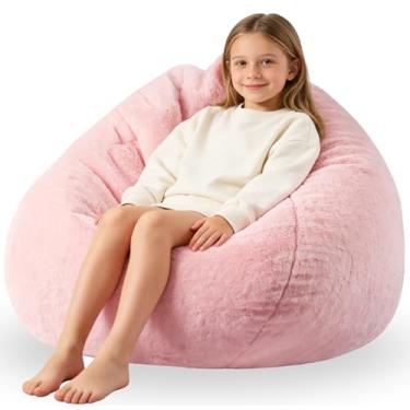 Imagem de ENBAOHUI Poltronas confortáveis com espuma viscoelástica de 1,5 m de pele sintética para crianças ou bebês com enchimento, pufe com alça, tecido de pele sintética lavável super macio, sofá preguiçoso