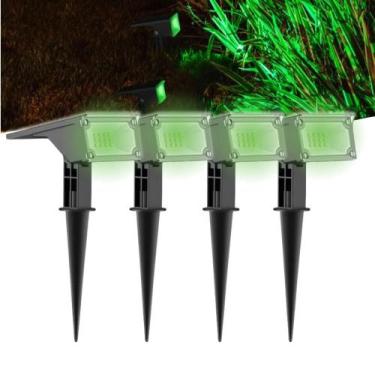 Imagem de Kit 4 Luminária LED Spot Solar Verde Espeto Jardim 10 Lúmens - ECOFORC