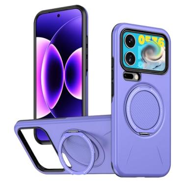 Imagem de LTLMYDAM Capa magnética para Xiaomi 17 Pro Max/17 Pro/17, anel rotativo, ultrafina, proteção de borda elevada à prova de choque, roxo, 17 Pro