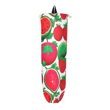 Imagem de Porta-sacos plásticos de frutas com tomate e melancia, suportes de saco de plástico, suportes de saco de plástico para suporte de parede de sacolas de supermercado